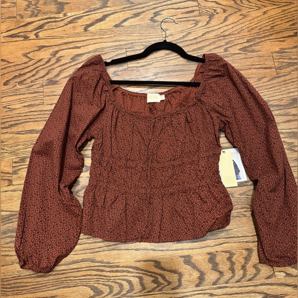 NATION LTD NWT size M Gianna Elastic Waist Blouse 100% Pima Cotton - Picture 3 of 6